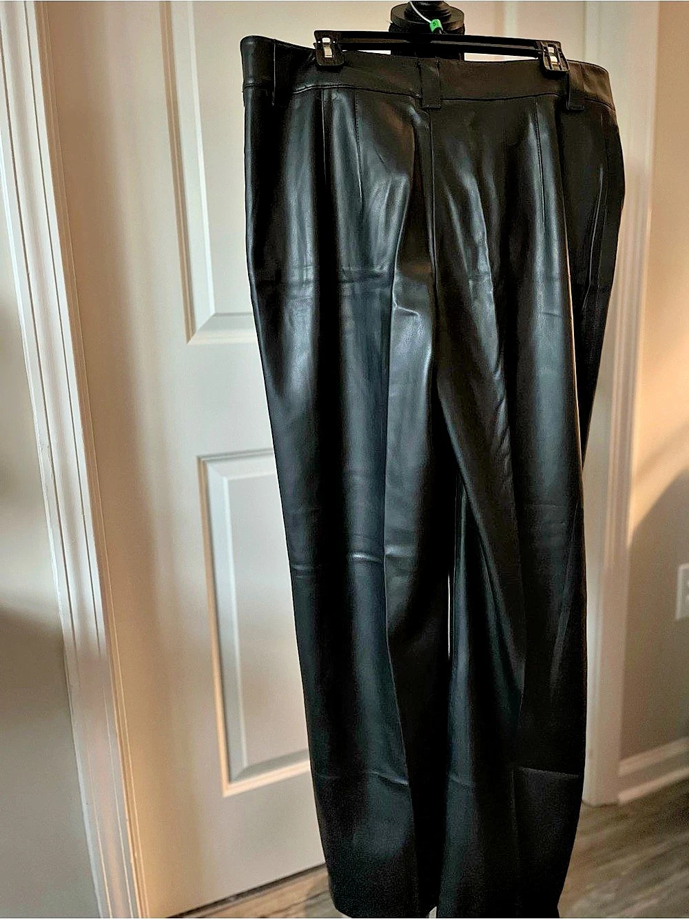 Zara The FranƧoise Full Length Straight Leg Faux Leather Straight Leg Pants